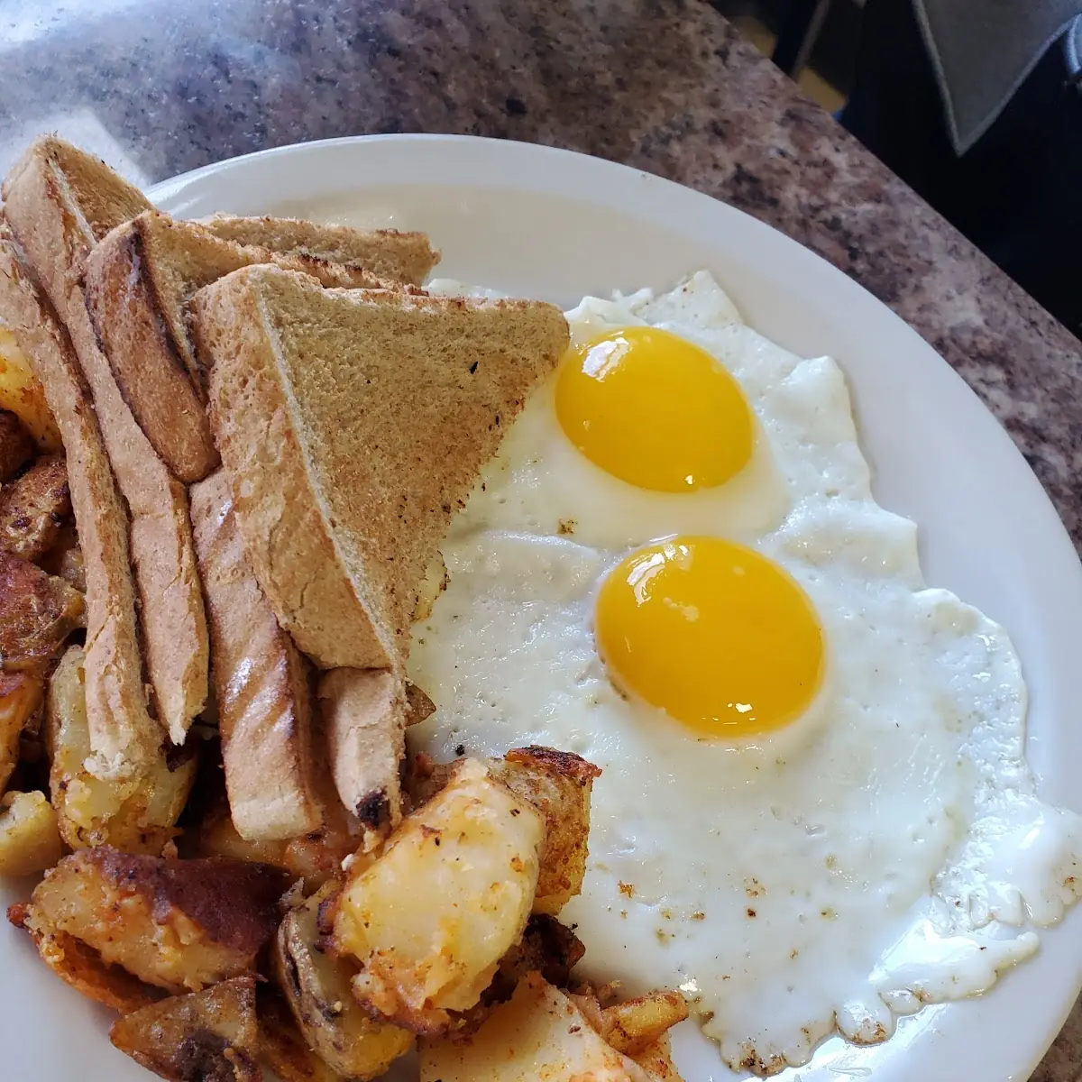 2 Eggs Home Fries and Toast