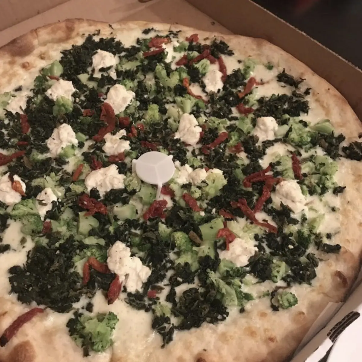 Broccoli Sun Dried Tomato and Ricotta Pizza