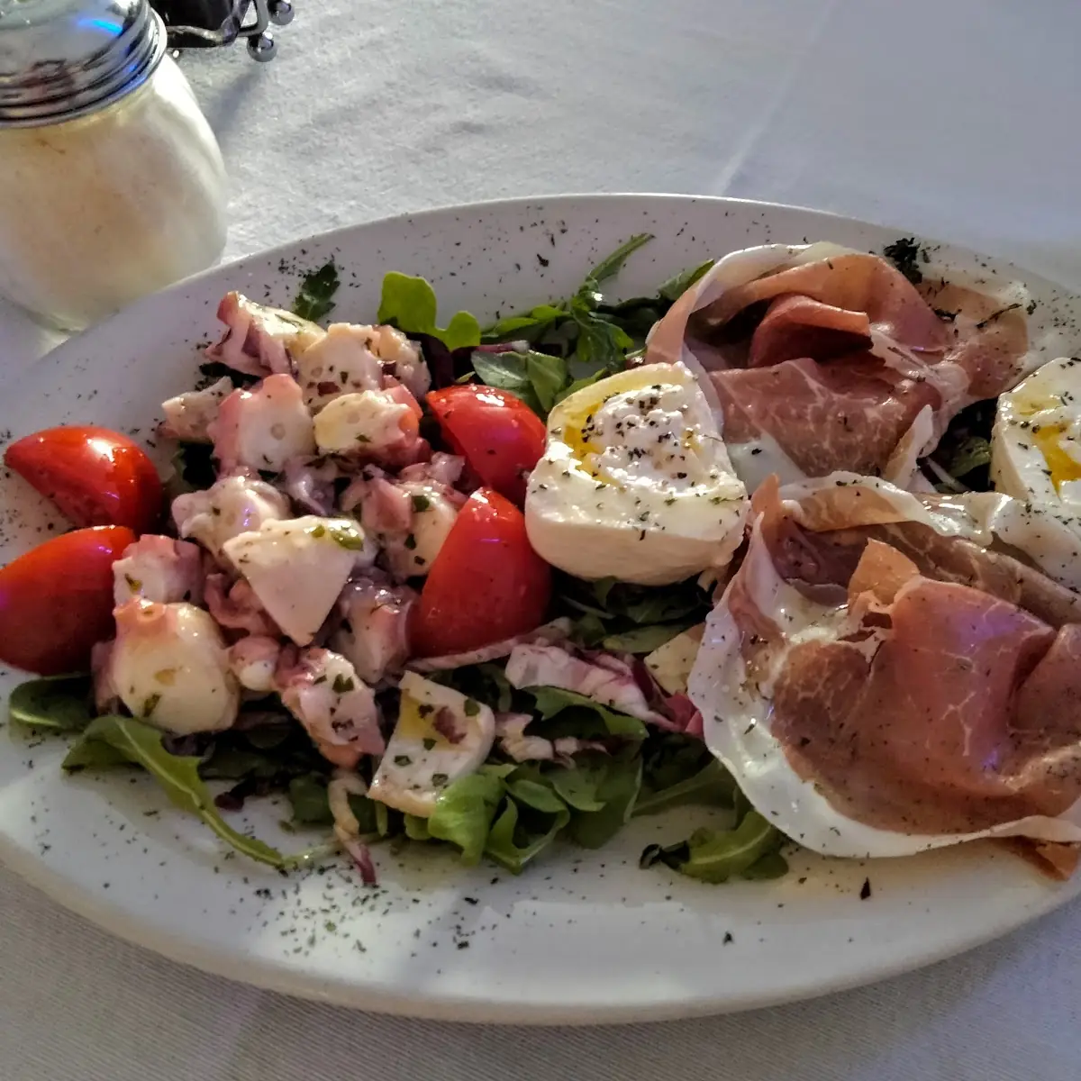 Grilled Octopus Mozzarella and Prosciutto
