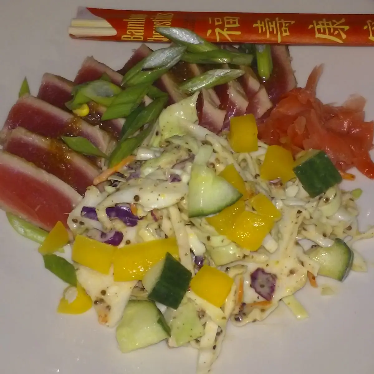Seared Ahi Tuna with Coleslaw