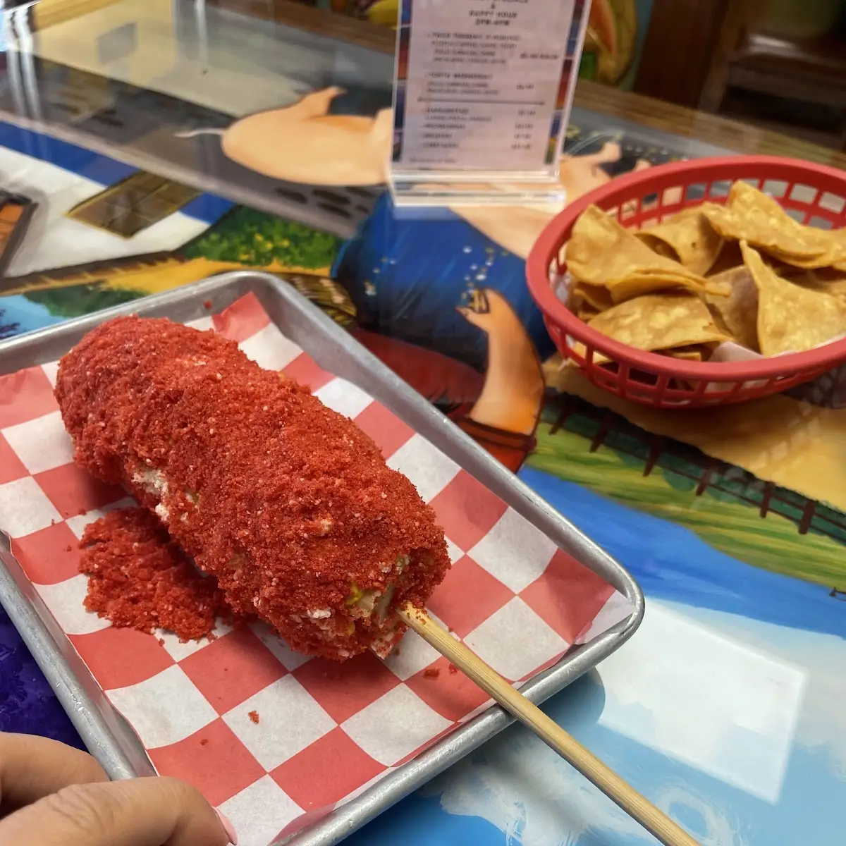 Elote with Hot Cheetos