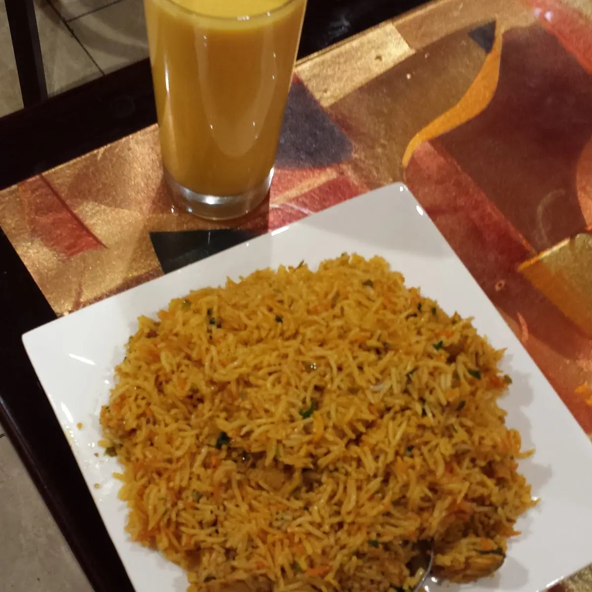 Chicken Biriyani with Mango Lassi