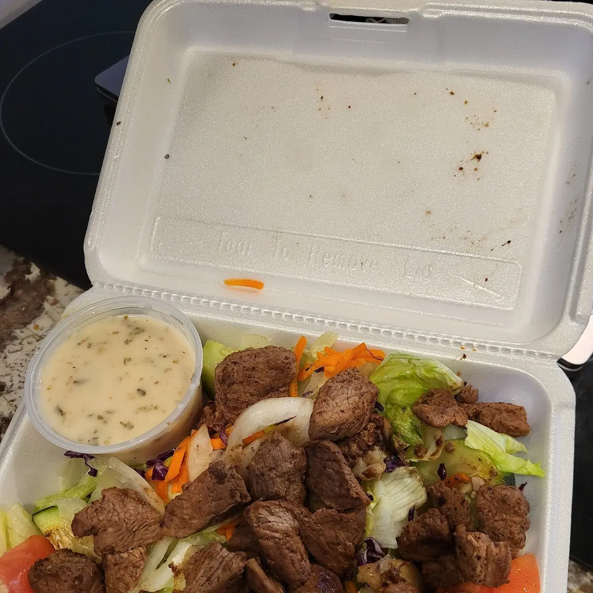 Steak Tip Salad with Garlic Bread