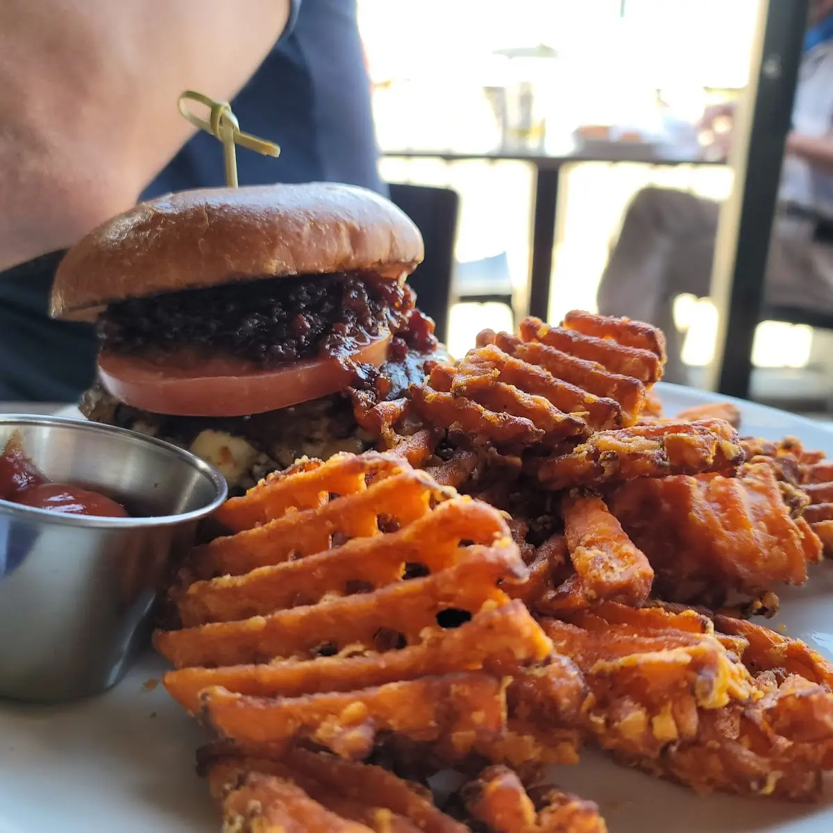 8 Oz Hamburger with Sweet Potato Fries