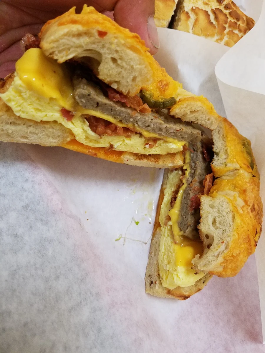 Bagel with Cheese Bacon Sausage