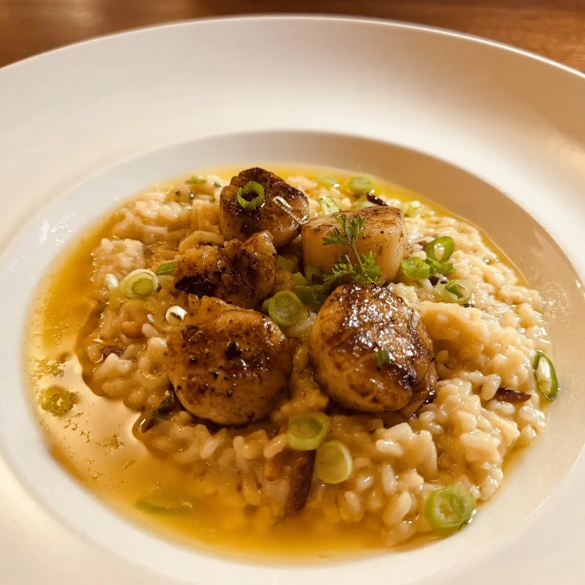 Sea Scallops Almondine over Risotto