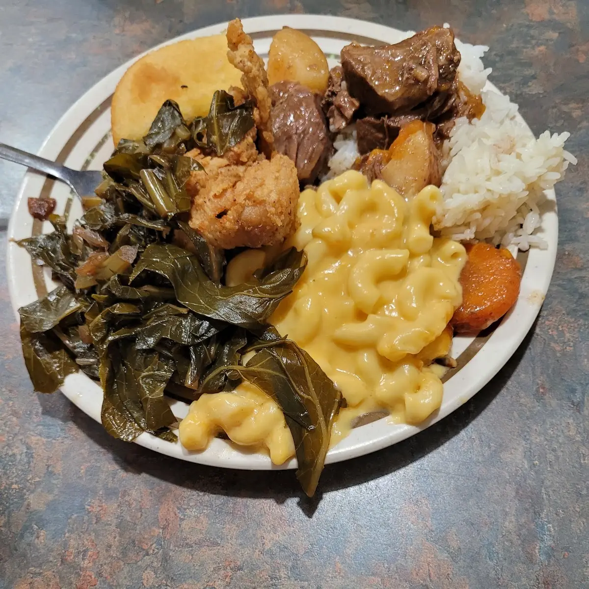 Fried Fish Collard Greens Macaroni Cheese Carrots