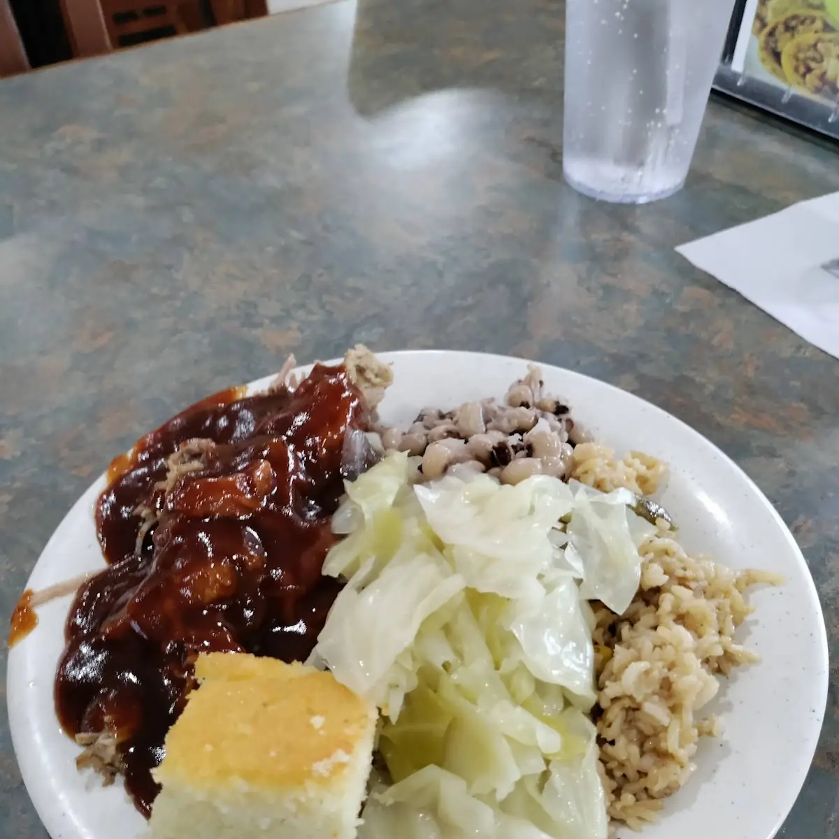 Pulled Pork Black Eyed Peas Rice and Cabbage