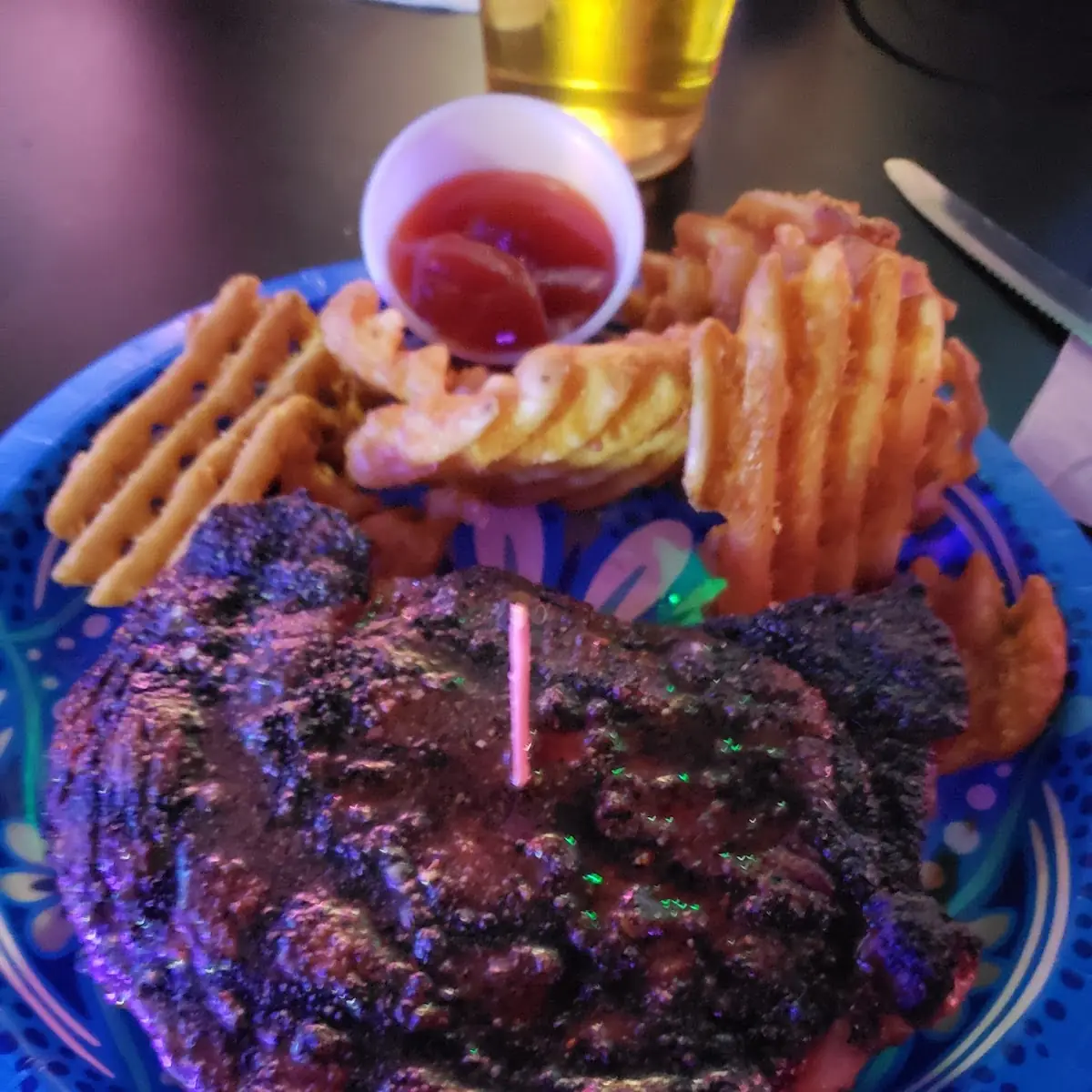 Ribeye and Waffle Fries