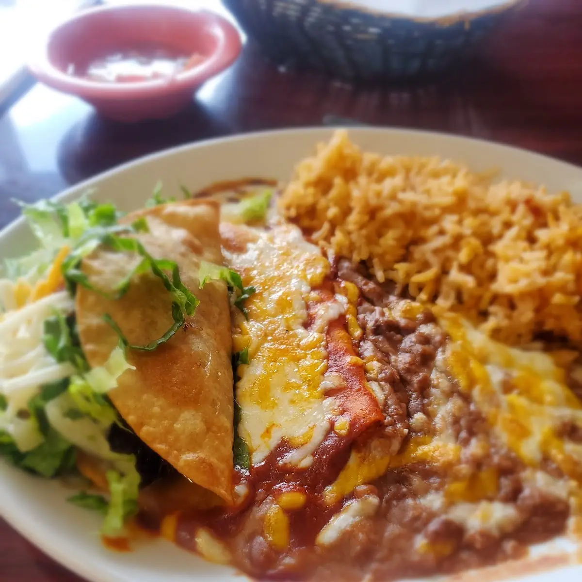 Cheese Enchilada and Beef Traci