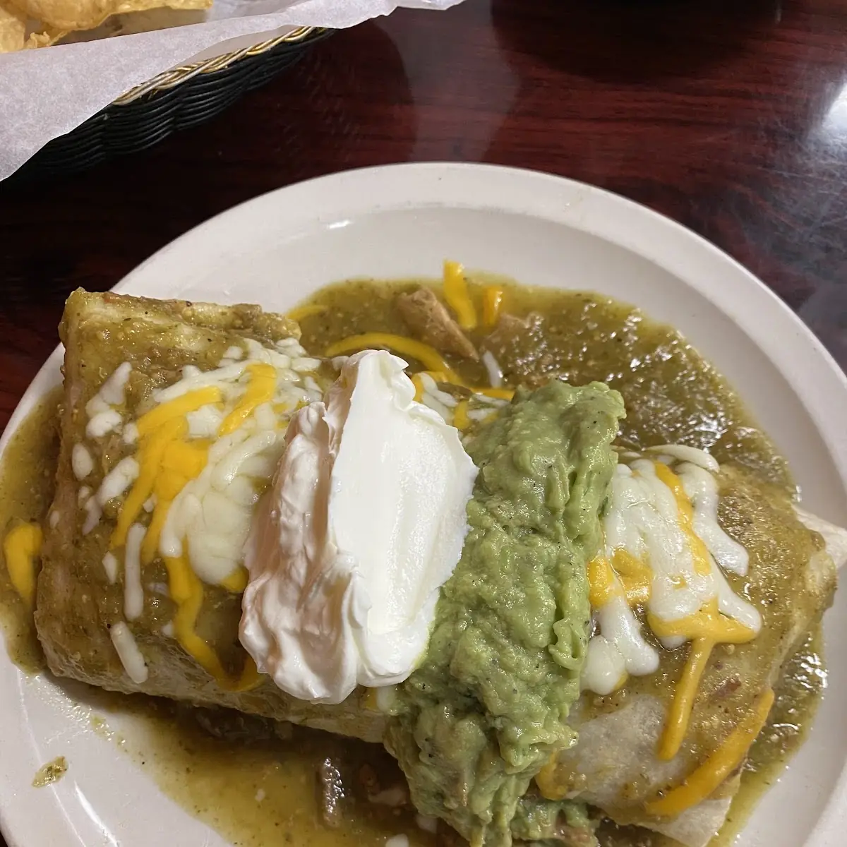 Wet Chile Verde Burrito
