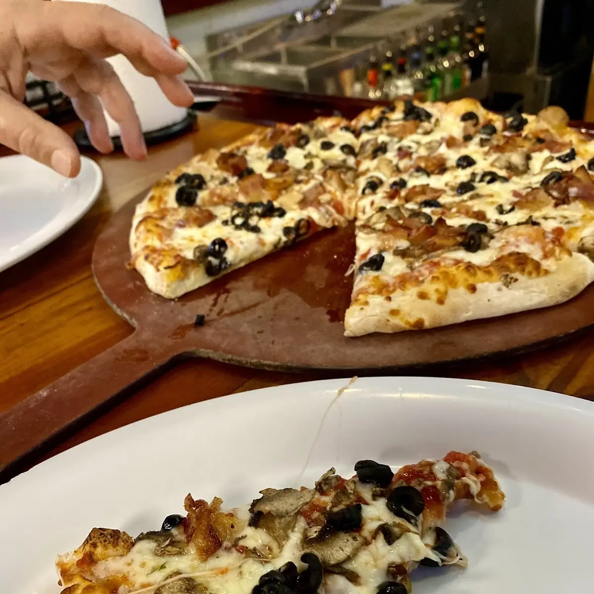 Bacon Black Olive & Mushroom Pizza