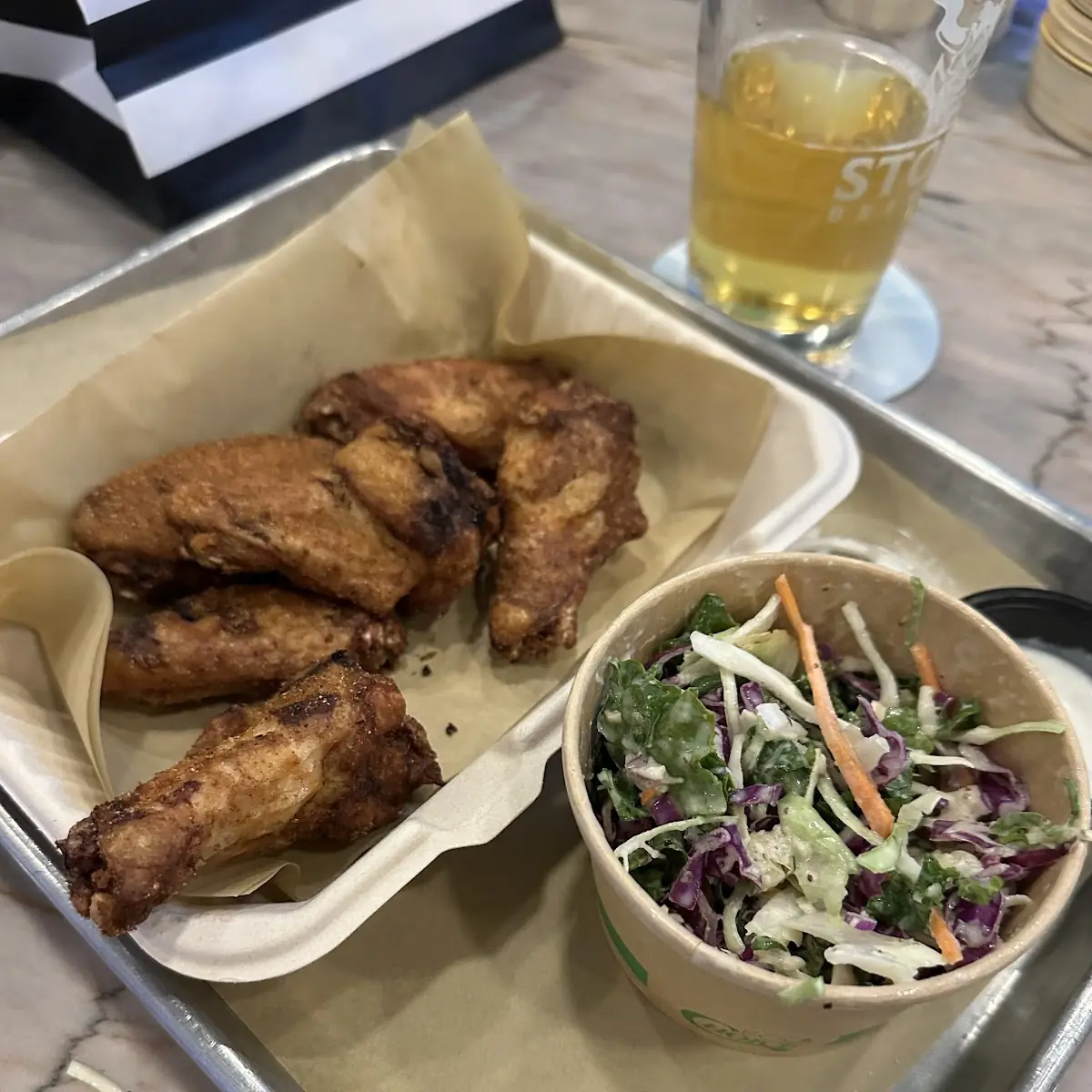 Smoked Chicken Wings and Kale Slaw