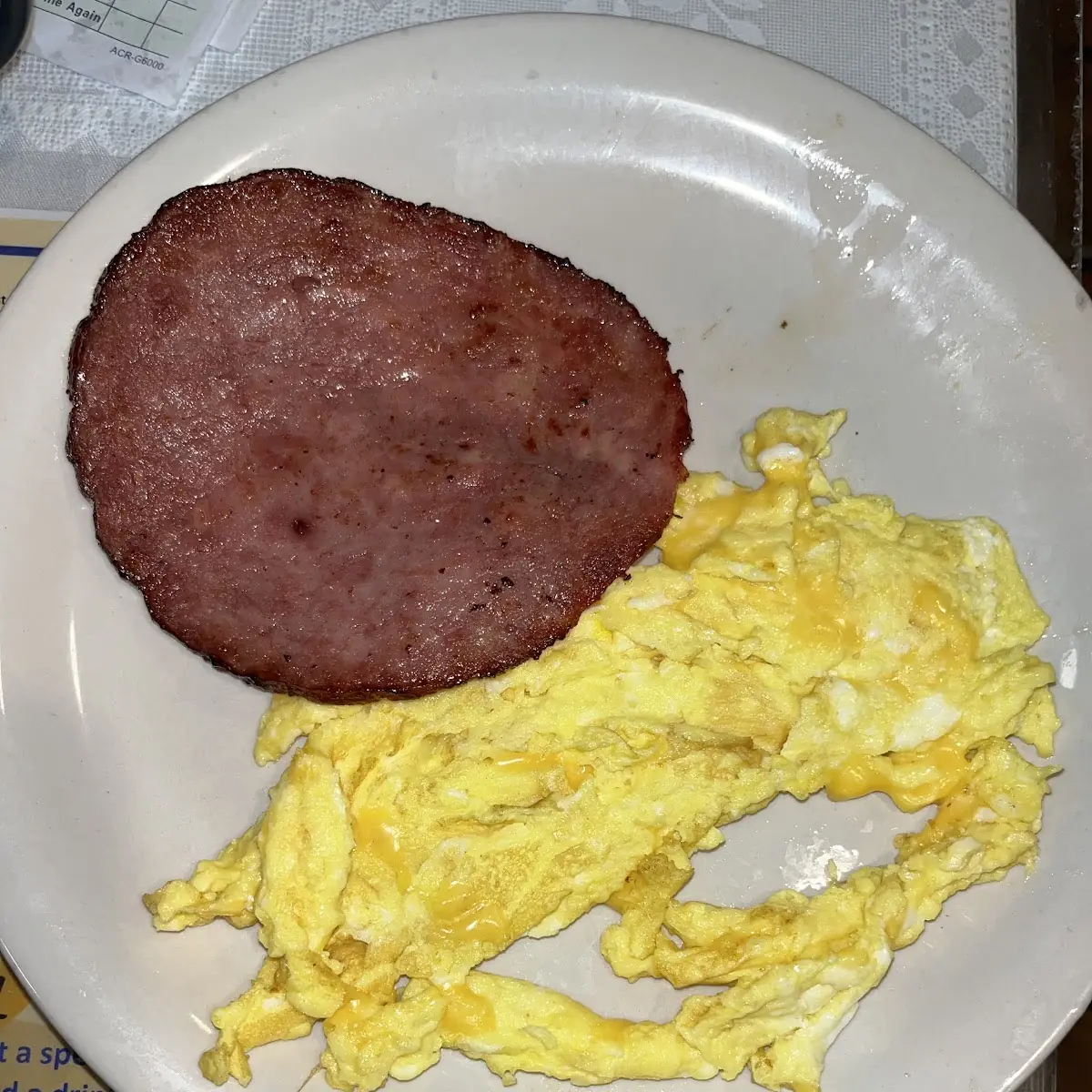 Scrambled Egg with Cheese and Turkey Ham