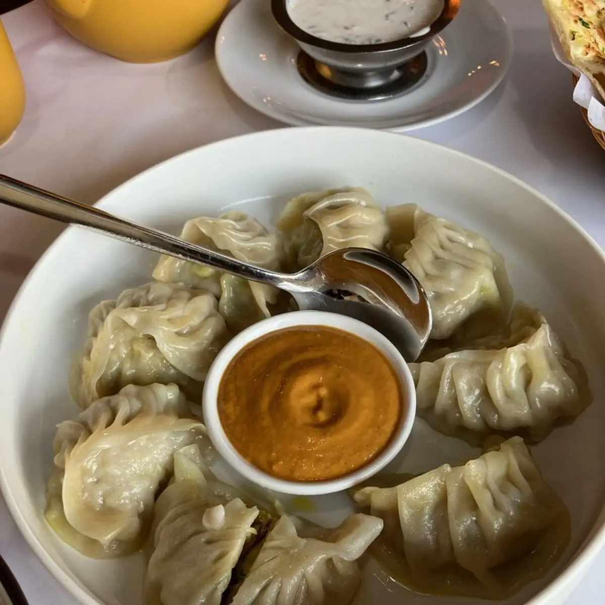 Steamed Momos with Dipping Sauce