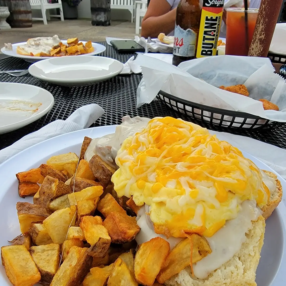 Eggs over Biscuits and Gravy