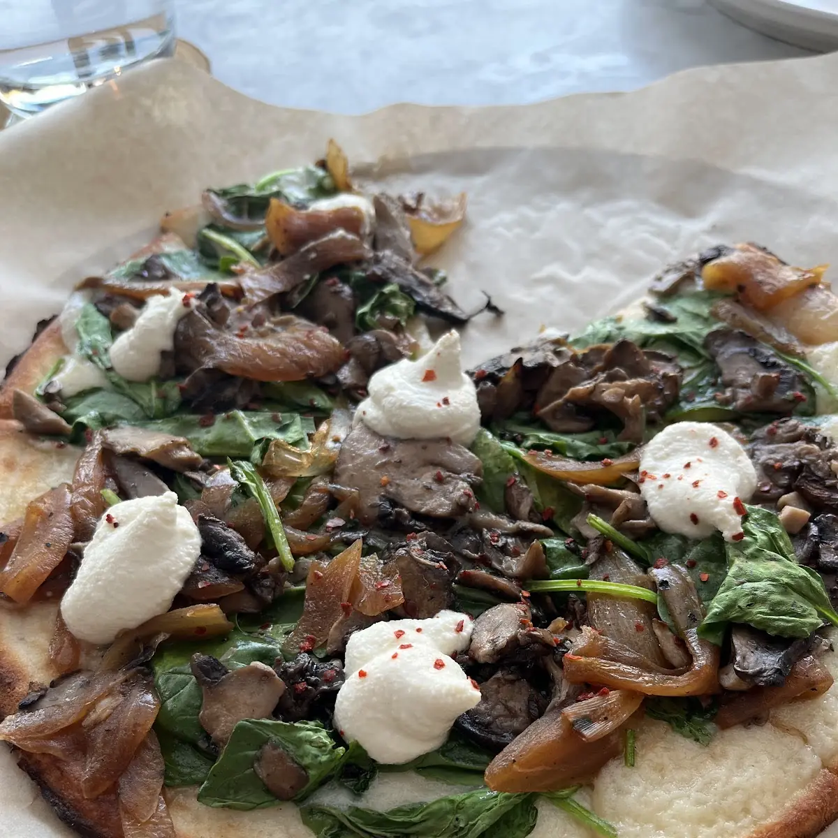 Spinach and Wild Mushroom Pizza V