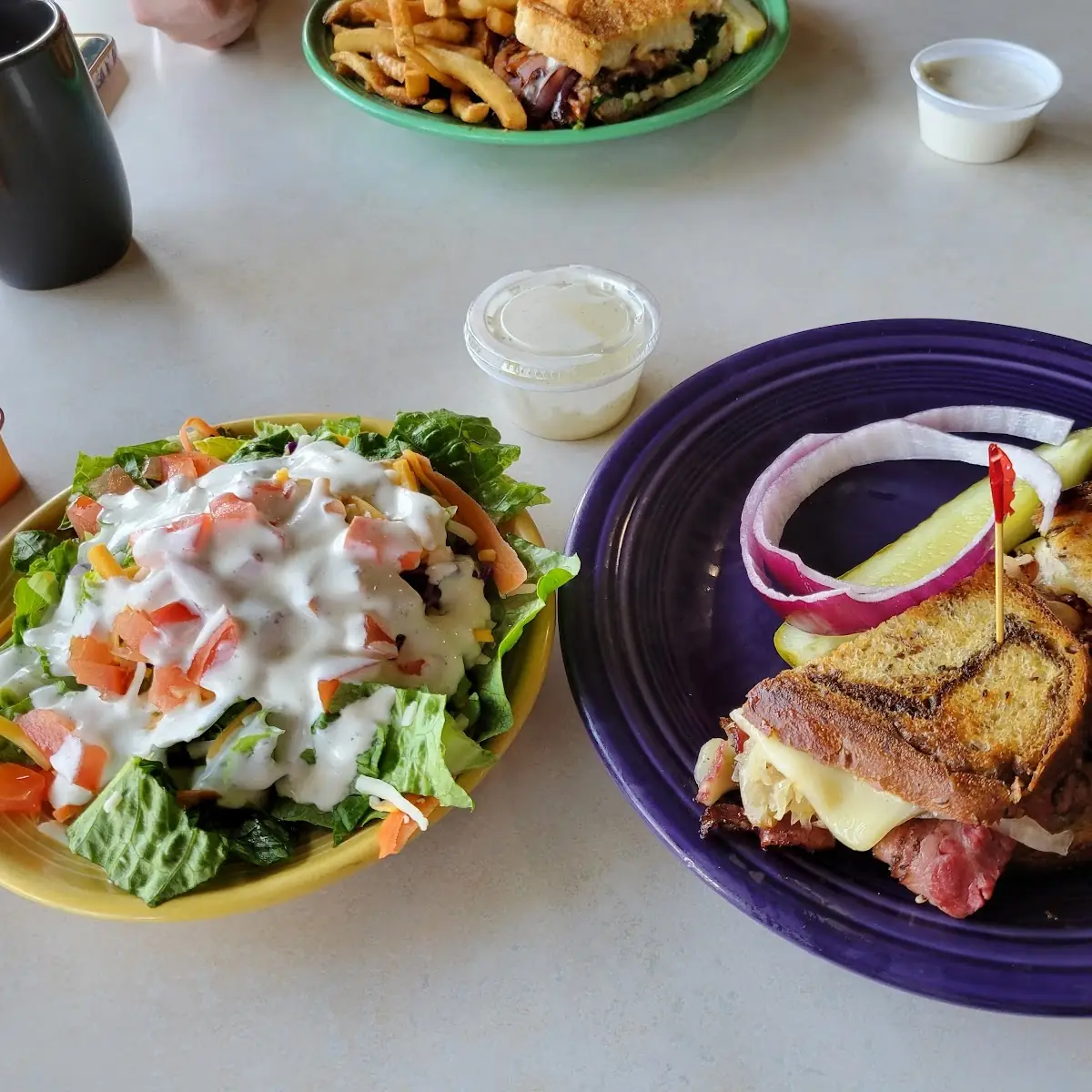 Pastrami Rueben Sandwich with Side Salad