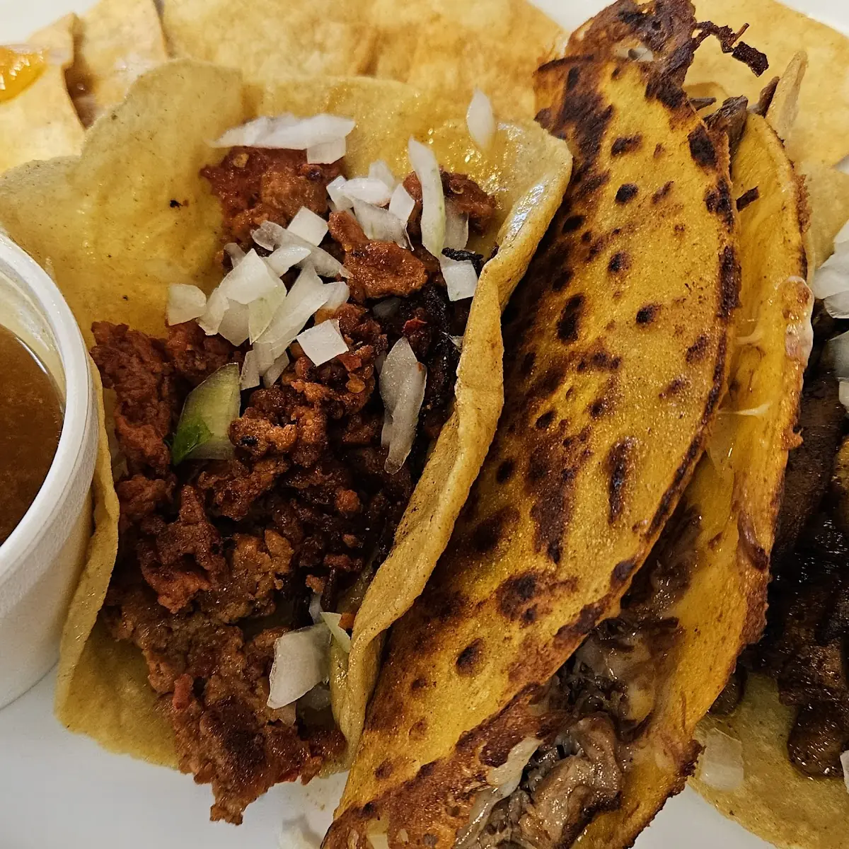 Queso Birria Asada and Carnitas Tacos