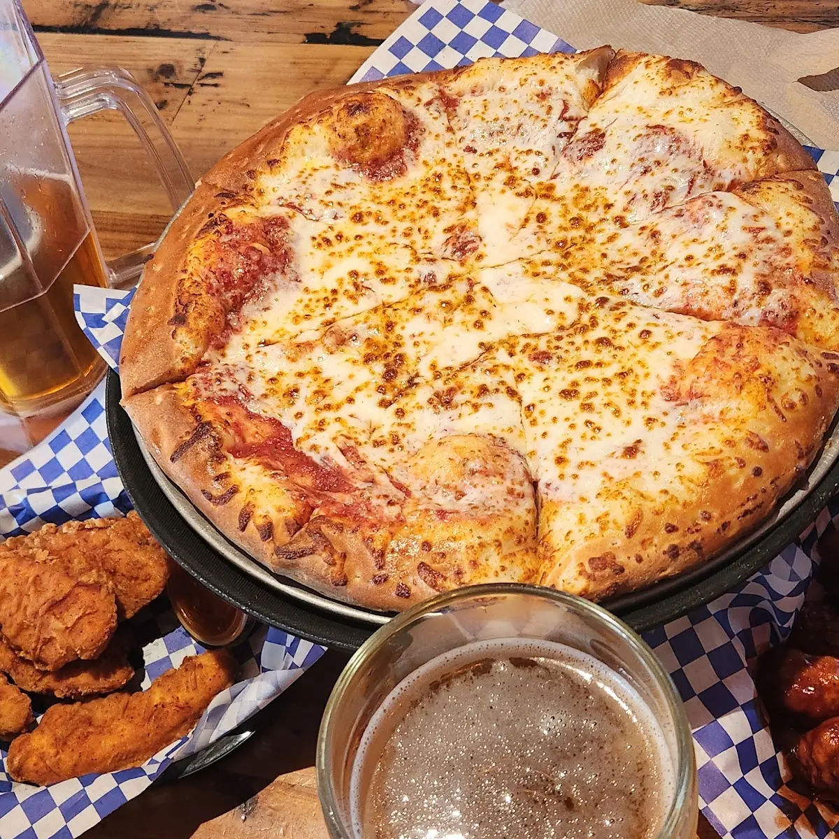 Cheese Pizza Chicken Strips BBQ Wings