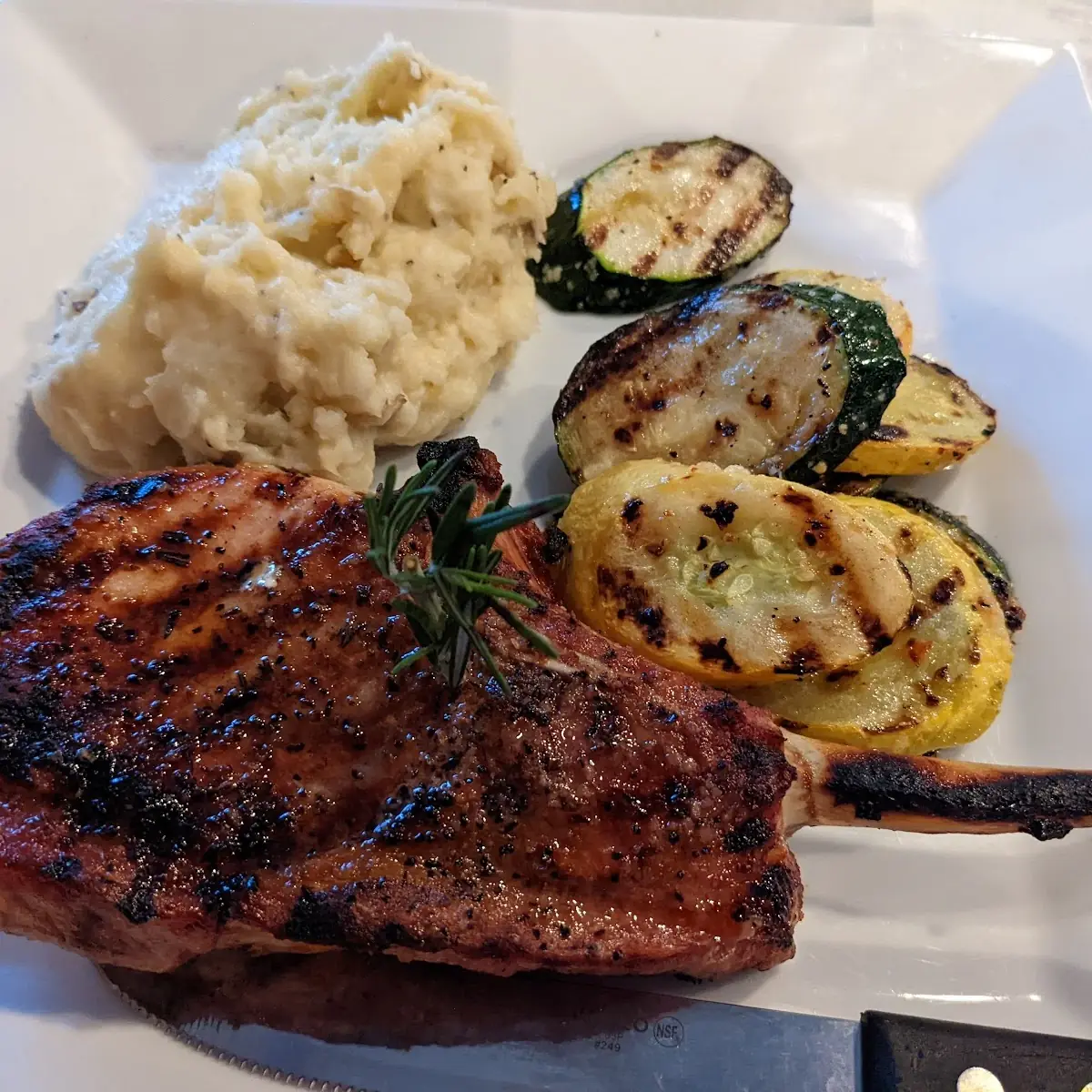 Salt Rubbed Tomahawk Pork Chop