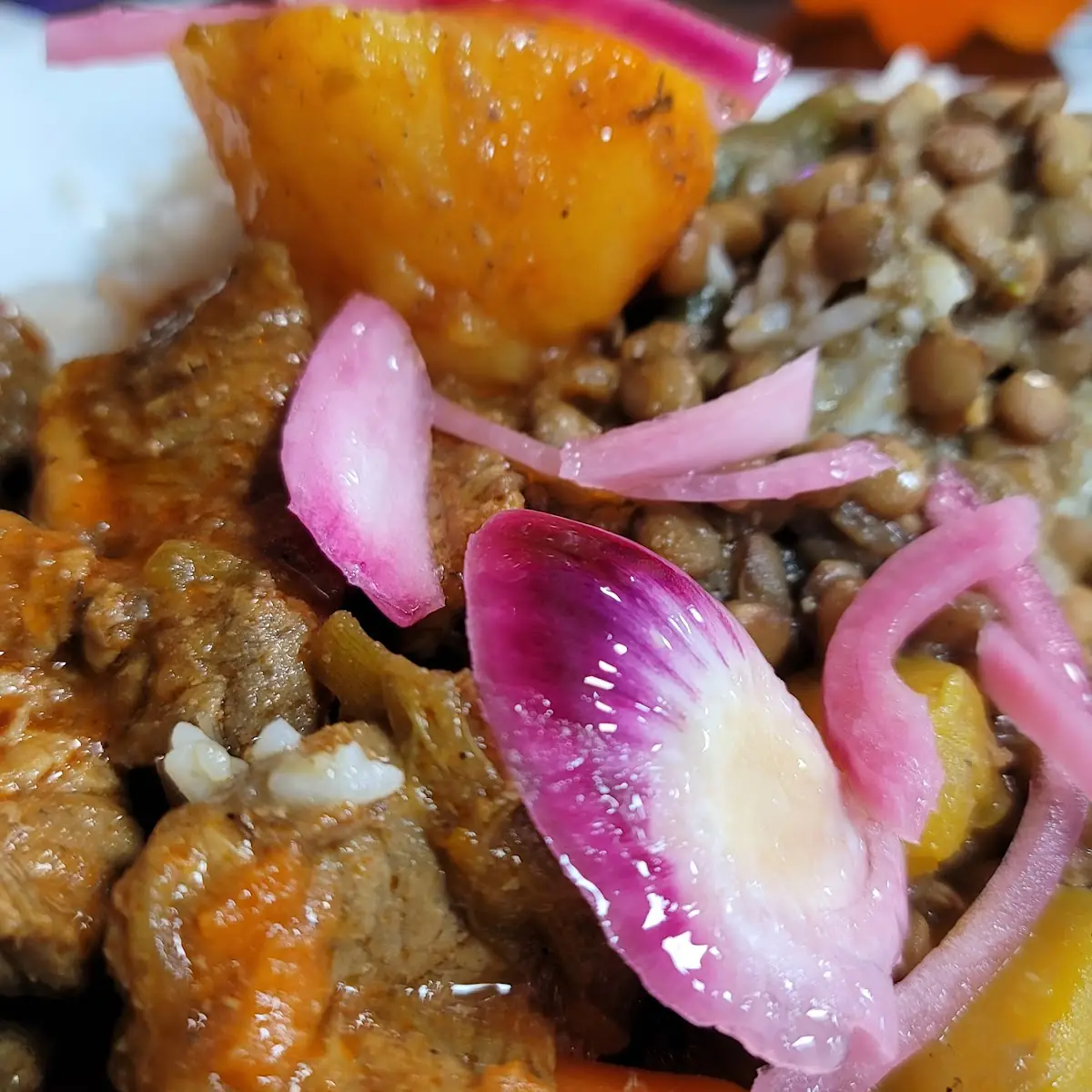 Stew Beef with Rice and Lentil
