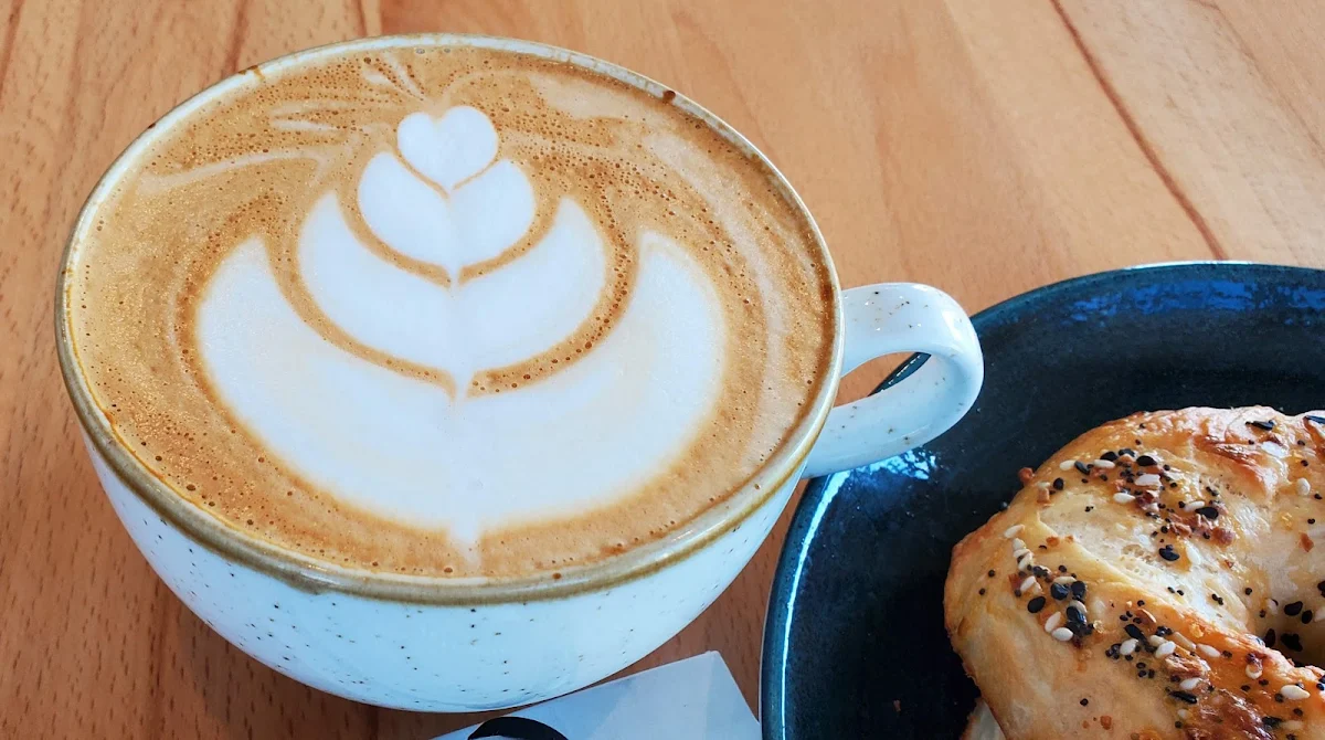 Orange Latte and Everything Bagel