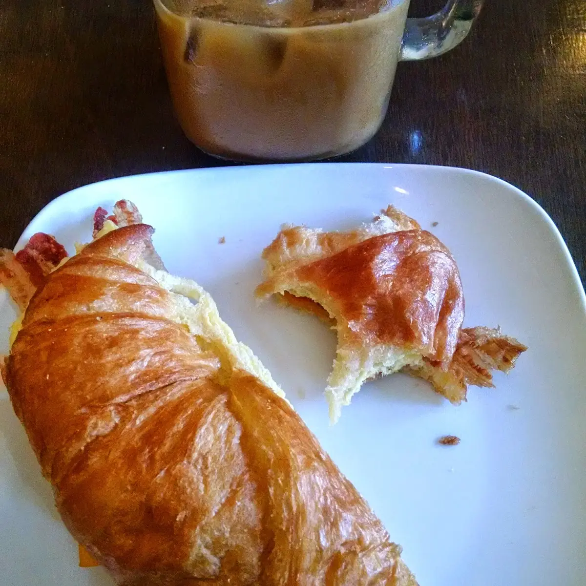 Breakfast Sandwich and Iced Coffee