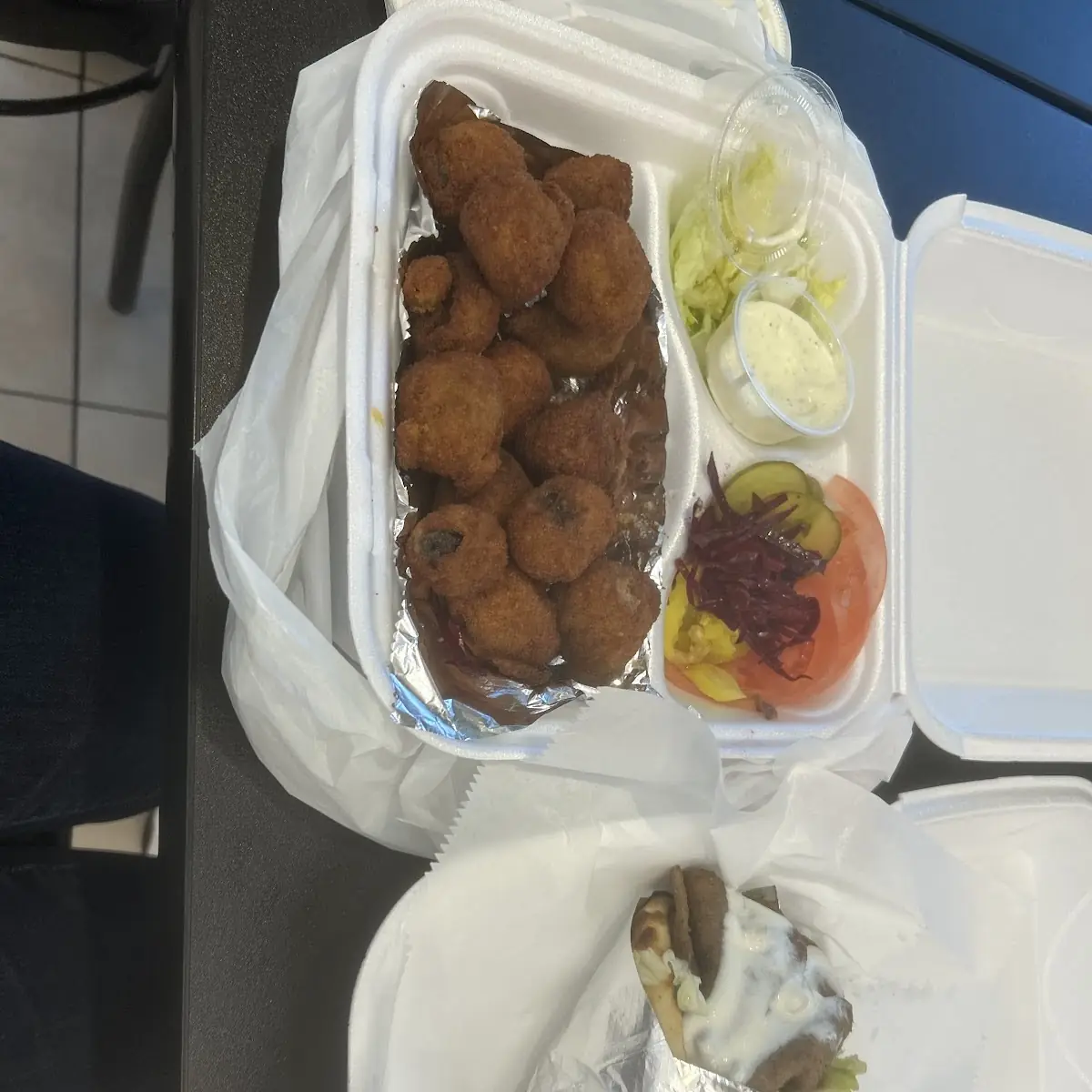 Fried Mushrooms and Gyro Wrap