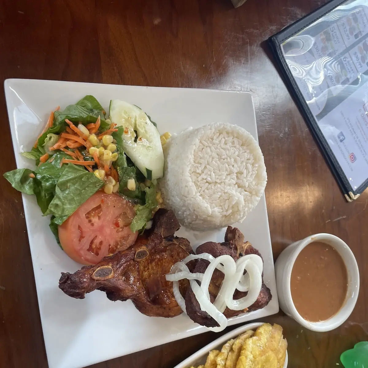 Fried Pork Chop and White Rice and Beans