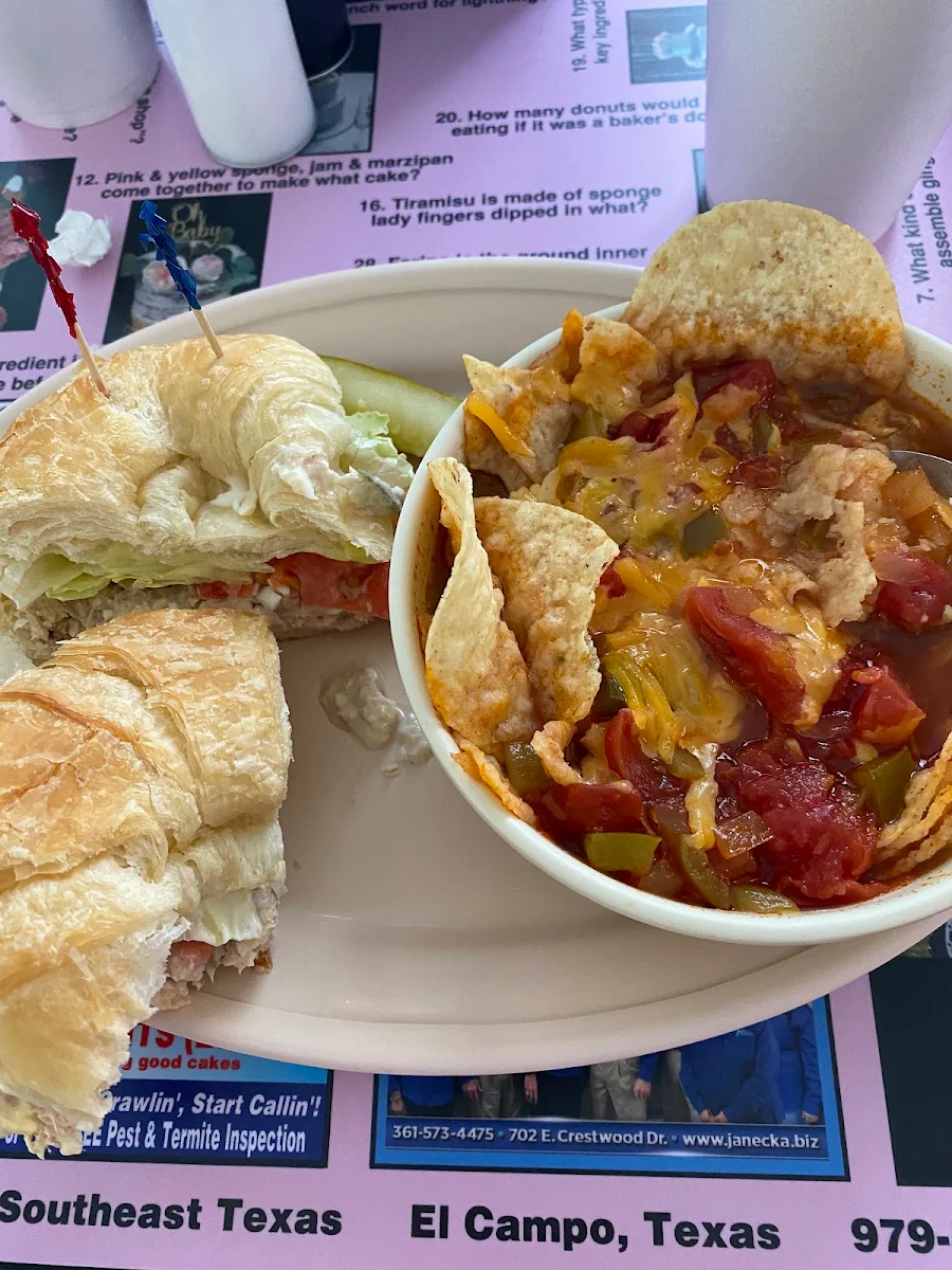 Tuna on Croissant with Chicken Tortilla Soup