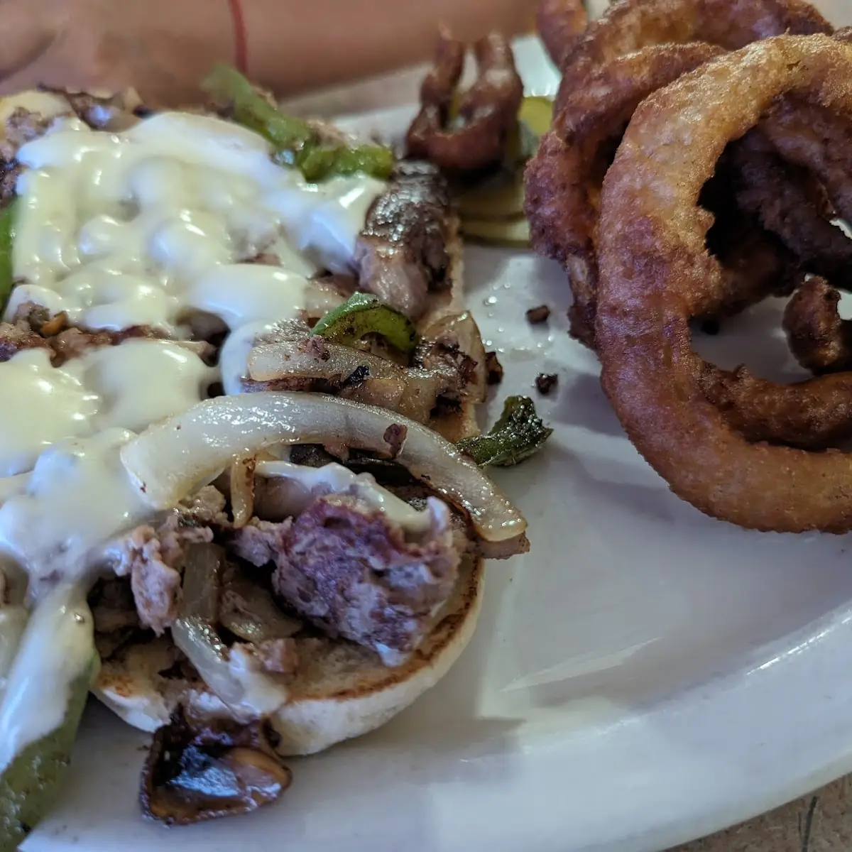 Philly Cheese Steak and Onion Rings