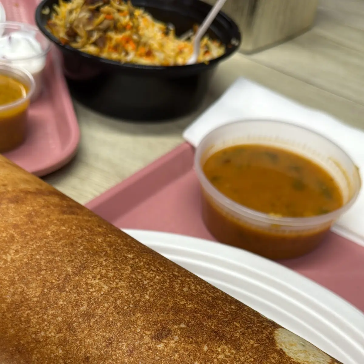 Large Masala Dosa and Lassi