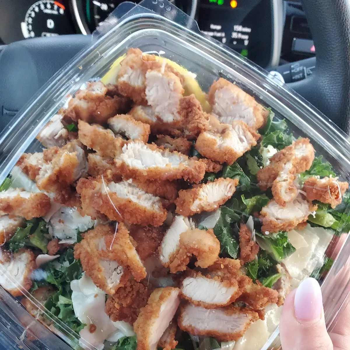 Lemon Caesar Salad with Grilled Nuggets