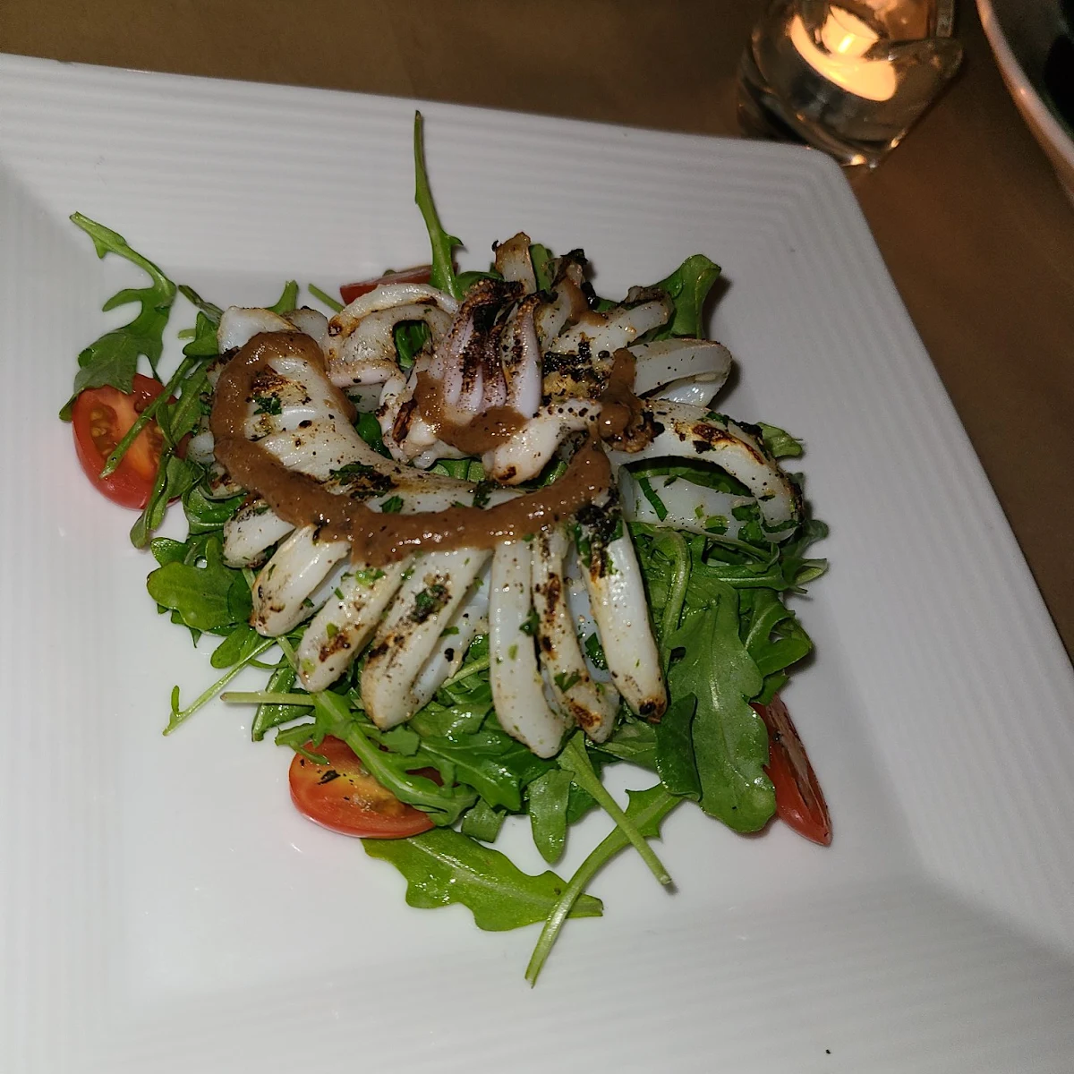 Grilled Calamari Arugula, Brownes Bistro