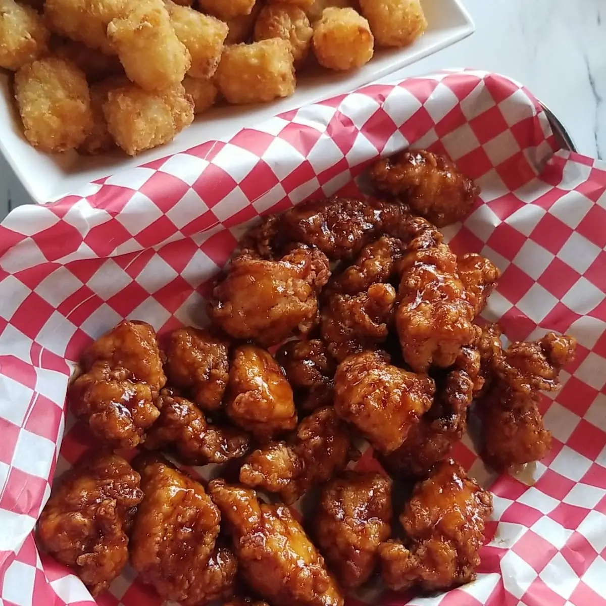 Teriyaki Chicken Chunks with Tater Tots