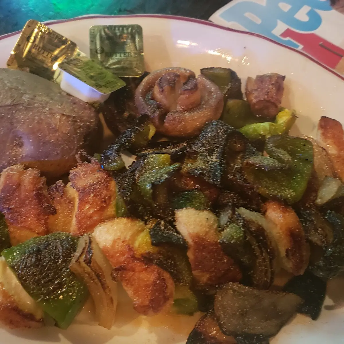 Chicken Kabobs with Baked Potato