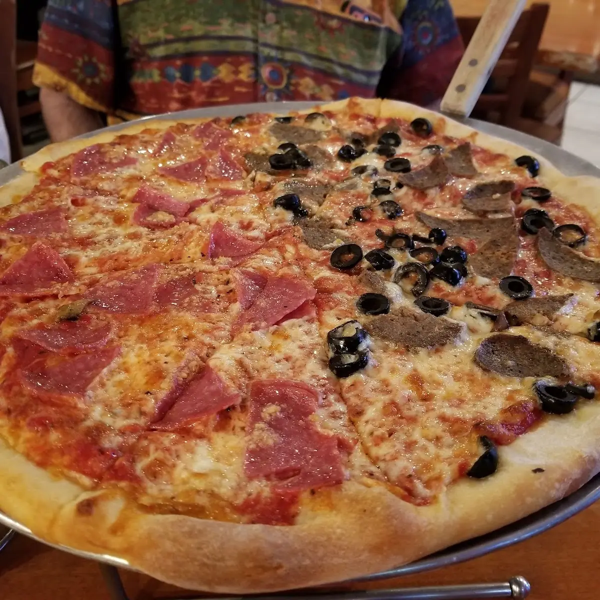 Salami and Olive Pizza