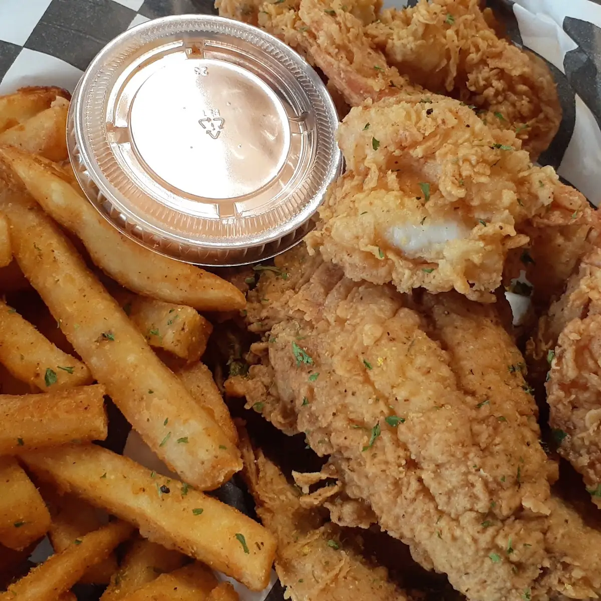 Fried Snapper and Shrimp Dinner with Fries