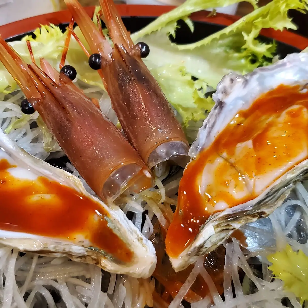 Raw Oysters and Shrimps