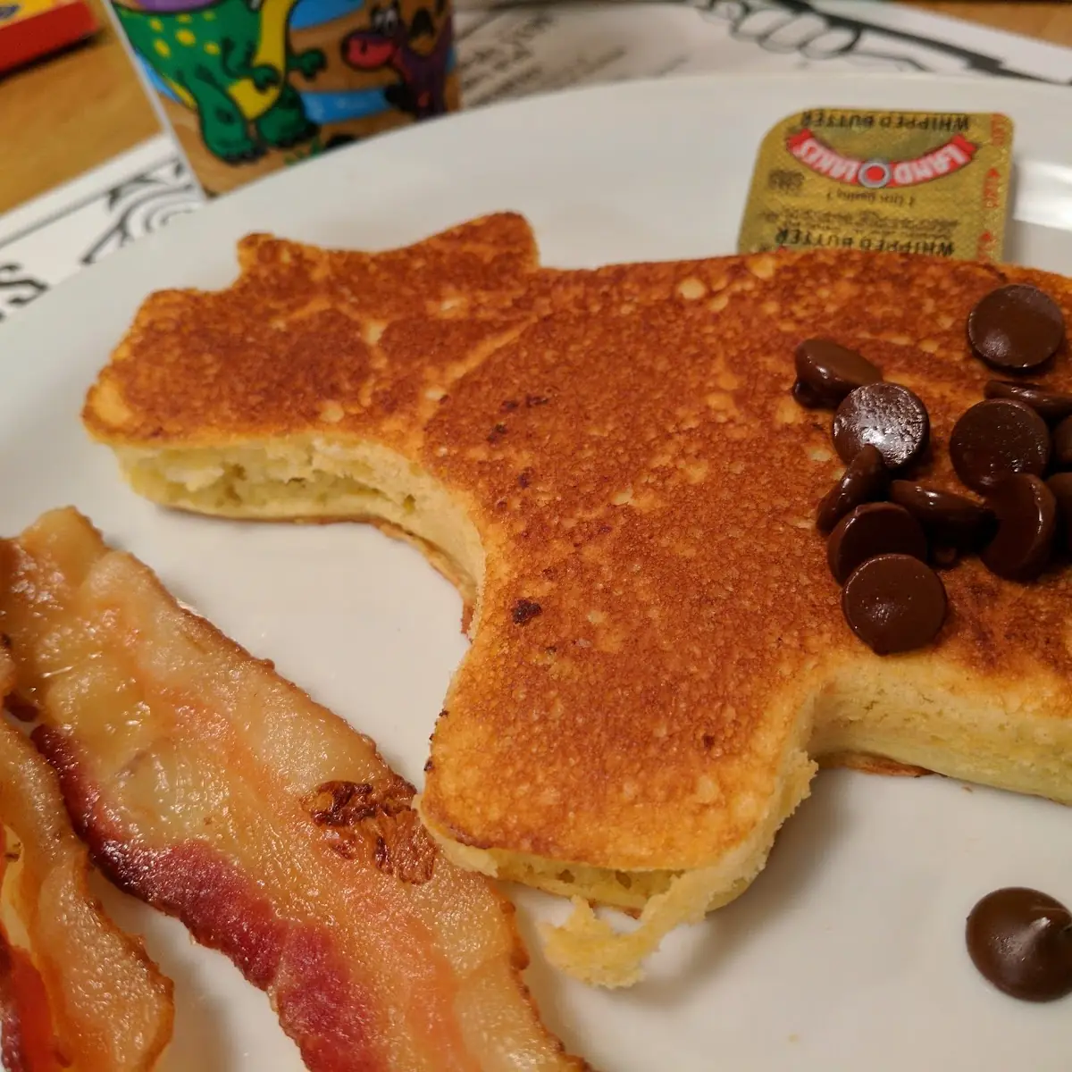 Dinosaur Chocolate Chip Pancakes