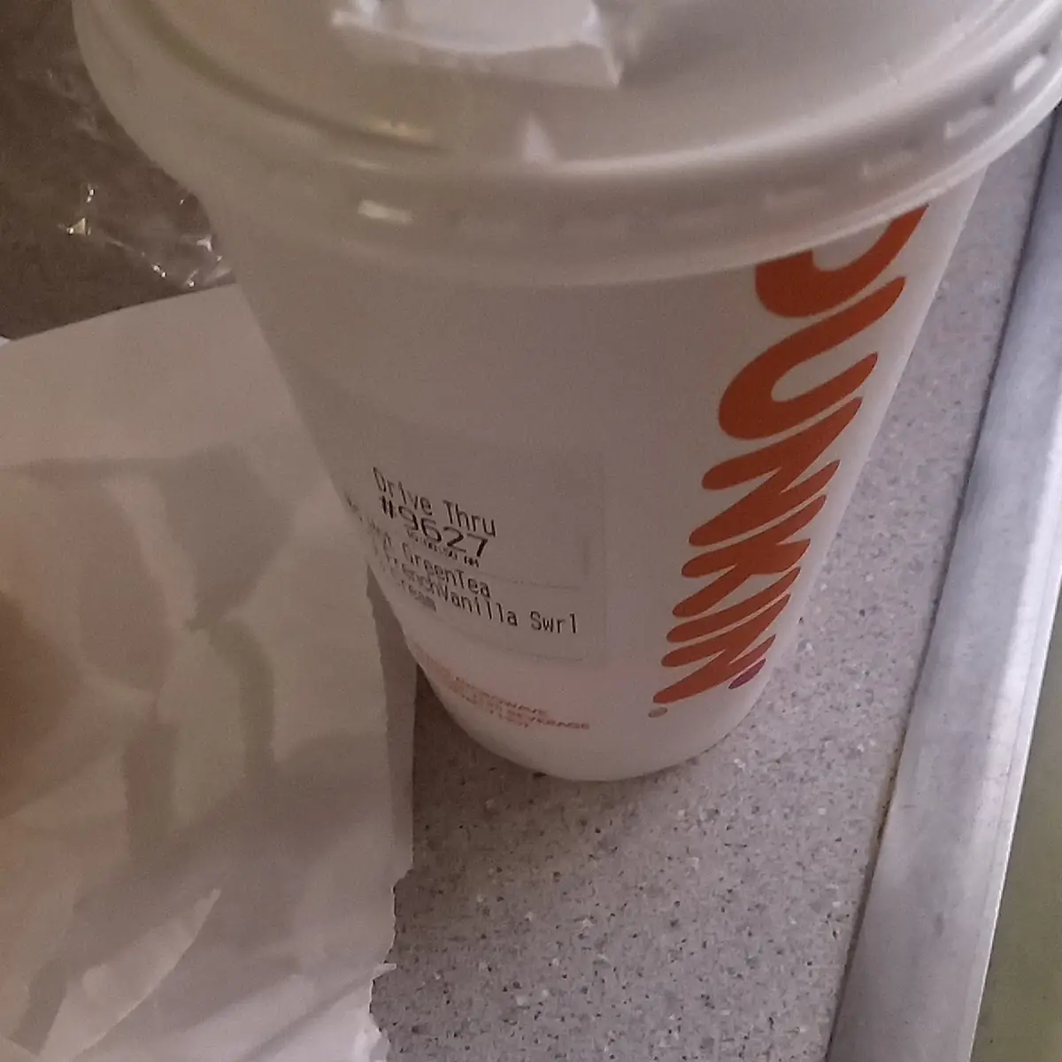 Hot Green Tea with 3 French Vanilla Cream