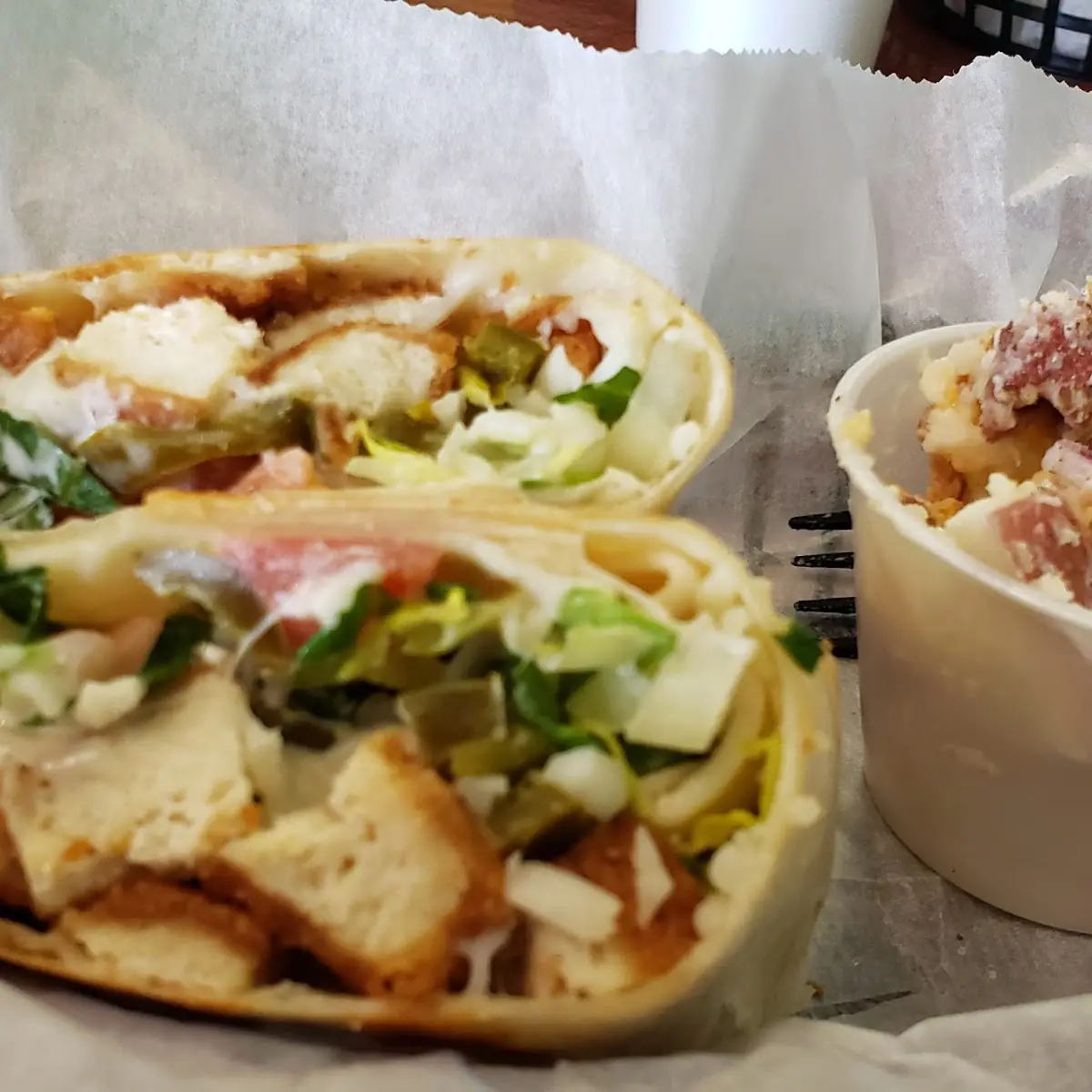 Jalapeño Chicken Wrap & Potato Salad