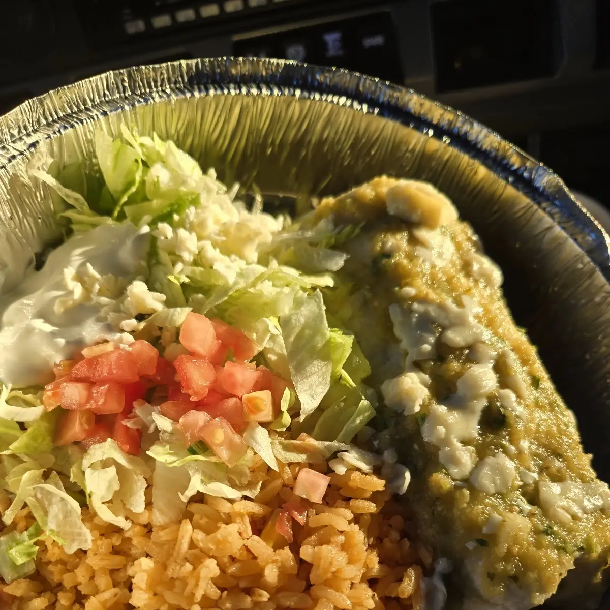 18. One Taco, One Beef Burrito, Rice and Beans