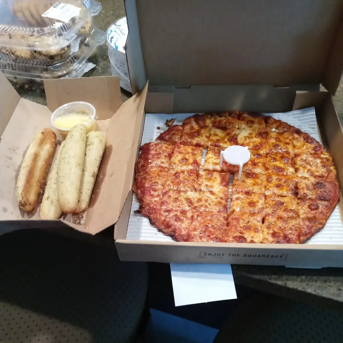 Original Cheese Pizza and Bread Sticks