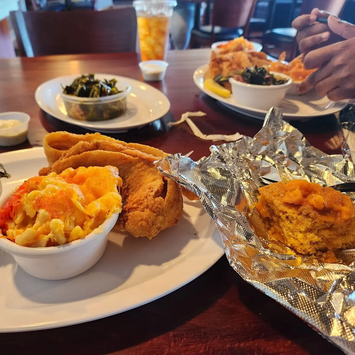 Whiting Mac N Cheese & Collards
