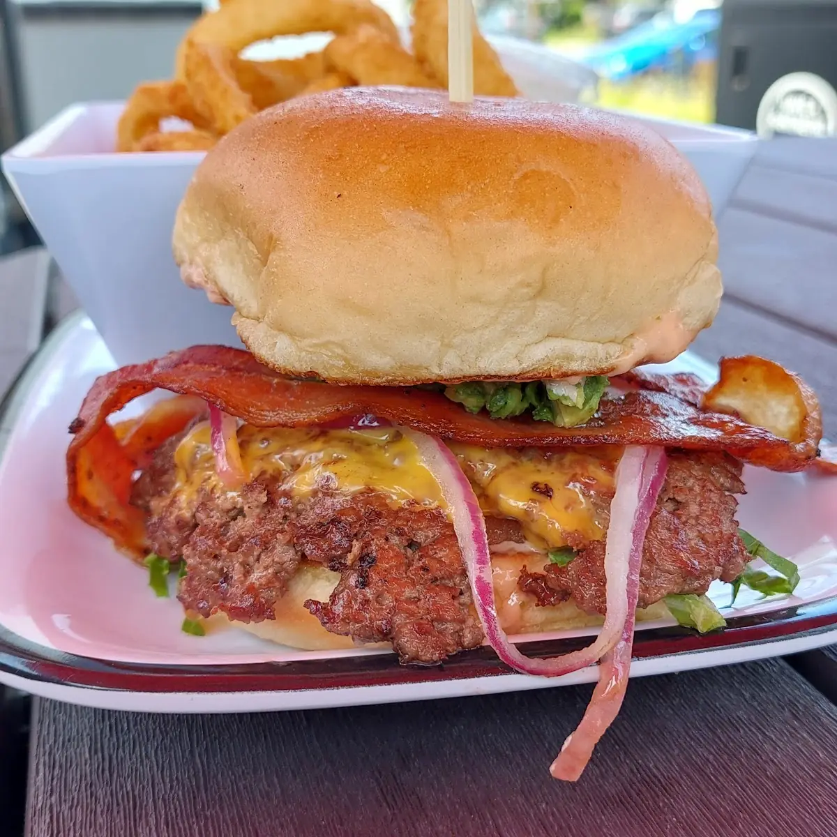 Fantastic Burger and Onion Rings