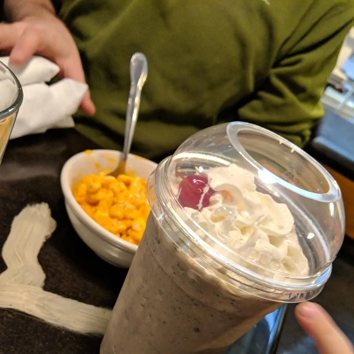 Mac & Cheese and a Strawberry Milkshake
