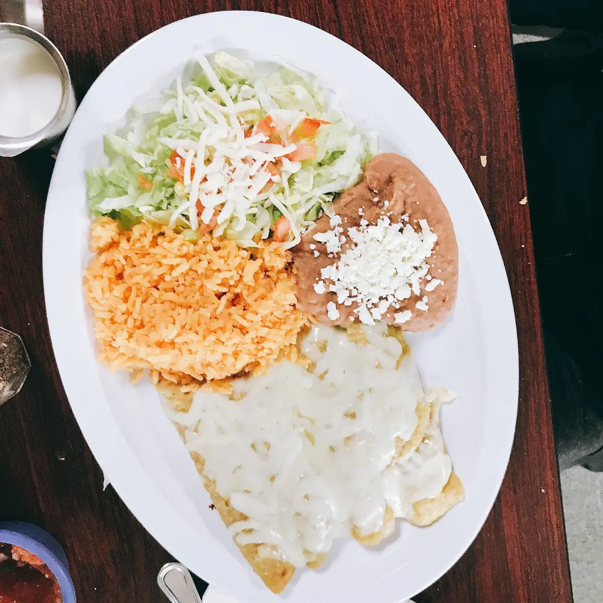 Enchilada Rice and Beans Plate