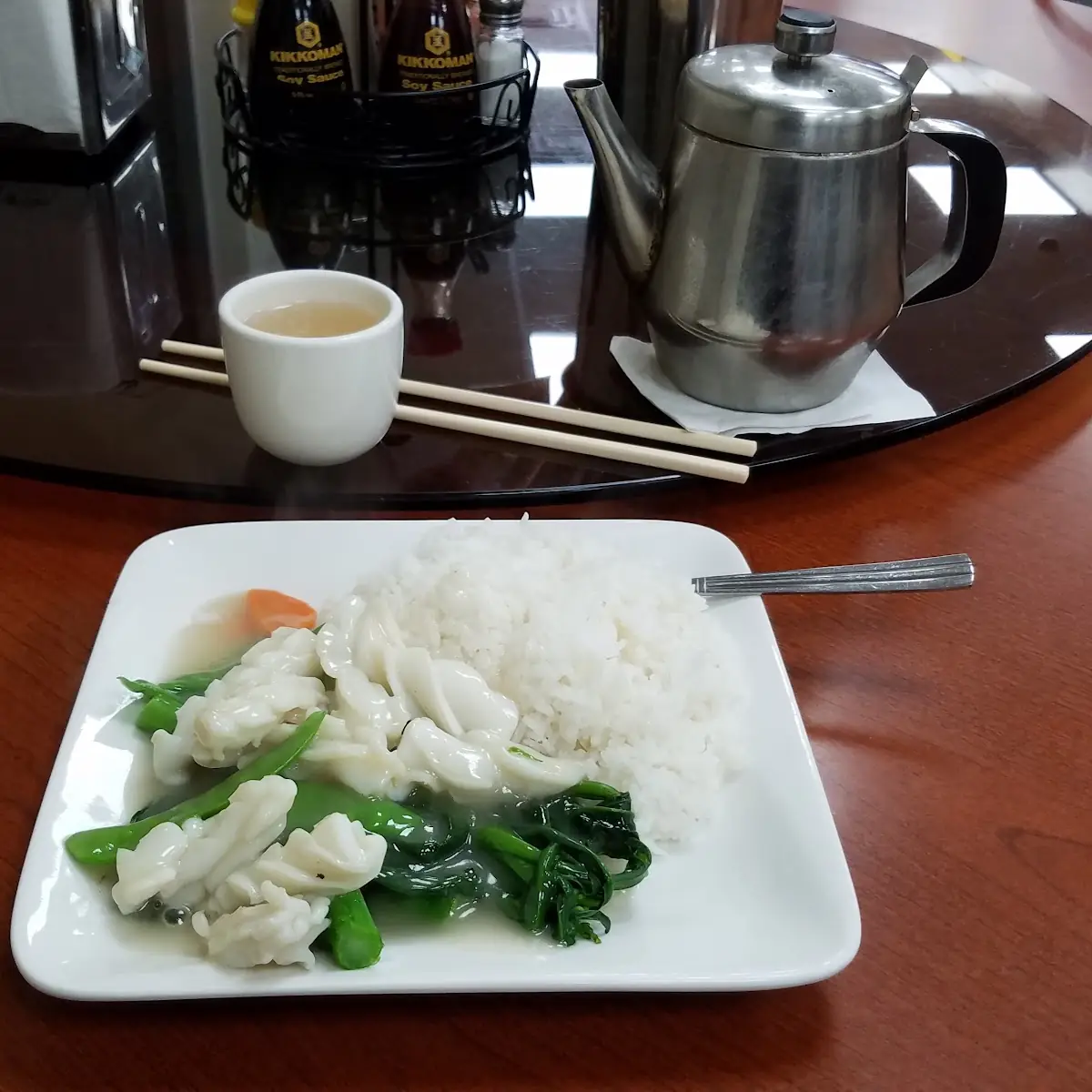 Fresh Squid w Chinese Vegetables over Rice